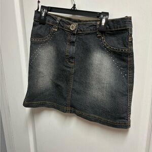 Pollini Black Denim Mini Skirt